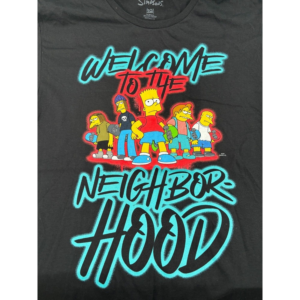 The Simpsons Welcome To The Neighborhood Bart Graphic Tee Mens Large Black NWT